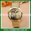 2016 Cheapest wholesale popular gold color stainless steel back quartz quality watches