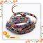 Latest Fashion Long Top Design Womens Leather Wraps Colorful Beads Bracelet
