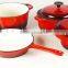 4 pieces cast iron enamel cookware set, cast iron casserole and fry pan set, cast iron kitchenware set