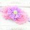 Pretty Chiffon Pearl Flowers Top Baby Headband Cute Girls Princess Stretch Headband