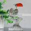 2016 wholesale clear decorative small crystal glass parrot bird