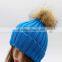 custom pom pom knit hat/Raccoon Fur Pompoms Knitted woolen hat