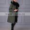 Hot Sale Girls Khaki Green Parka Jacket Wholesale with Real Fur Collar