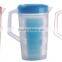 Food grade plastic pitcher and tumbler wit embossed logo set