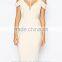 Knitted fabric designer one piece party sexy dress cold shoulder midi pencil dress