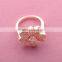 2016 Hot Sale Girls Korean Rose Gold Alloy Rhinestone Flower Shaped Rings/
