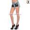 2015 women jean shorts with leather back pocket embroidery designs JXH300