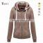 customized plain slim fit thick fleece zip up hoodies women