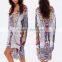Plus size boho style new design woman loose casual print kaftan dress