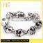 Jingli jewelry stainless steel silver jewelry cheap skull bead head bracelet for men, skull bracelets for men and women