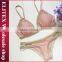 Wholesale Pink Hot Fashion Golden Side Fashion Latest Ladies Swimsuit 2017