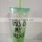 Hot selling double wall plastic freeze ice straw drinking cup