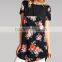 Wholesale Tunic Tops Black Floral Contrast Ladies Tunic Long for Women Custom Made in China
