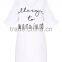 Custom Logo Design Women Nightie V Neck Rayon&Spandex Nightgown With Drop Sleeve Front Print T-Shirt Dress