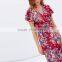 Bambi bloom floral printed short sleeve ruffled maxi wrap dresses