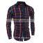2016  sale classic plaid pattern formal dress men shirt long sleeves for men