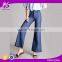 Women Wide Leg Flared Chambray Pants
