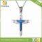 Cross Blue IP Multi CZ Layered 316L Stainless Steel Pendant