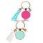 2016 New Tassel Disc Keychain For Women Enamel Metal Disc Monogram Keychain