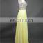 100% Real Sample High Quality Shinning Beaded Light Yellow Prom Gown Chiffon Custom Made Long Prom Dresses 2015 Evening Dresses