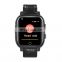 Black leather 4G multi language IPS screen heart rate oxygen monitor SIM card smart watch for senior