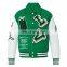 Custom made varsity jacket /white leather sleeve black wool body varsity letterman jacket