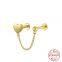 S925 Sterling Silver Geometric Diamond Pearl Earbone Earrings
