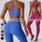 Wholesale Quick Dry Sportswear 2 Piece Set Women Sports V Shaped High Waist Leggings And One Shoulder Sexy Bra Gym Fitness Sets
