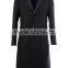 Navy three button mens wool overcoat long winter coat