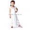 Wholesale Kids Solid Elegant Cotton Dresses Lace Girls Ruff Sleeve Long Dress One Piece Party Dress