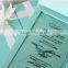 Hot sale beautiful transparent acrylic wedding invitations with black screen printing & blue boxes                        
                                                Quality Choice