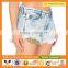 Bule Sky Color Button Fly In Bulk Cotton Women Denim Shorts