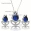 Best Sale Jewelry Blue Gemstone Rose Flower Jewelry Set