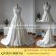 Latest Design V-neck Sleeveless Open Back Satin Train Sequined Lace Wedding Dresses China