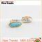 Fashion high quality gold alloy finger ring with geometric turquoise stone
