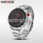 Luxury Brand WEIDE Men Sport Watches Black Dial Red hands Dual Display 30m Waterproof Stainless Steel Strap Watches Stop Watch