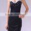 Sexy Night Club Dress Beading Decorative Lace Transparent Low Breast Sheath Over Hip Bare-Back Strapless Sexy Club Dress