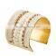 2016 New Fashion Open Cuff Bracelets Gold Plated Colorful Yarn Crystal Wide Bohemian Bangles