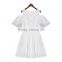2016 Summer Women White Chiffon Celebrity Dresses Patchwork Short Ruffle Sleeve Princess Dress Off Shoulder Zipper Back Sundress