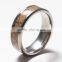 Mixed material carved titanium rings stainless steel with carved black zirconium inlaid rings