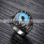 5MM Stainless steel vintage antiqued silver blue evil eyes ring fashion ring steam punk jewelry 6240024
