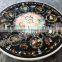 Italian Inlay marble Dinning Table Top, Round Black Pietra Dura Table top