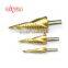 3pcs/set HSS Step Drill Bit Set Metric Spiral Flute core drill bit Titanium Coated cone Step Drill Bit Set hole cutter round