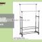 Easy to assembly movable garment rack with storage shelf, vertical double metal clothes rack