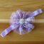 lace flower headband with pearl rhinestone in center for kids hair accessories