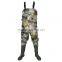 Camo or Solid 70D Nylon with PVC coating breathable chest fishing waders with adjustable chest belt