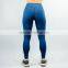 2017 new arrival yoga leggings blue cotton elastane high waist leggings panel workout tights fitness leggings
