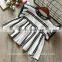 Fashion Stripes Flutter Sleeve Dress Children Frocks Designs Baby Girl Clothes Breathable Dress