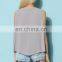 women sleeveless gray tiered flap chiffon top blouse