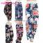 New Style High Quality Wide Leg Pants Women Black Print Floral Harem Pants